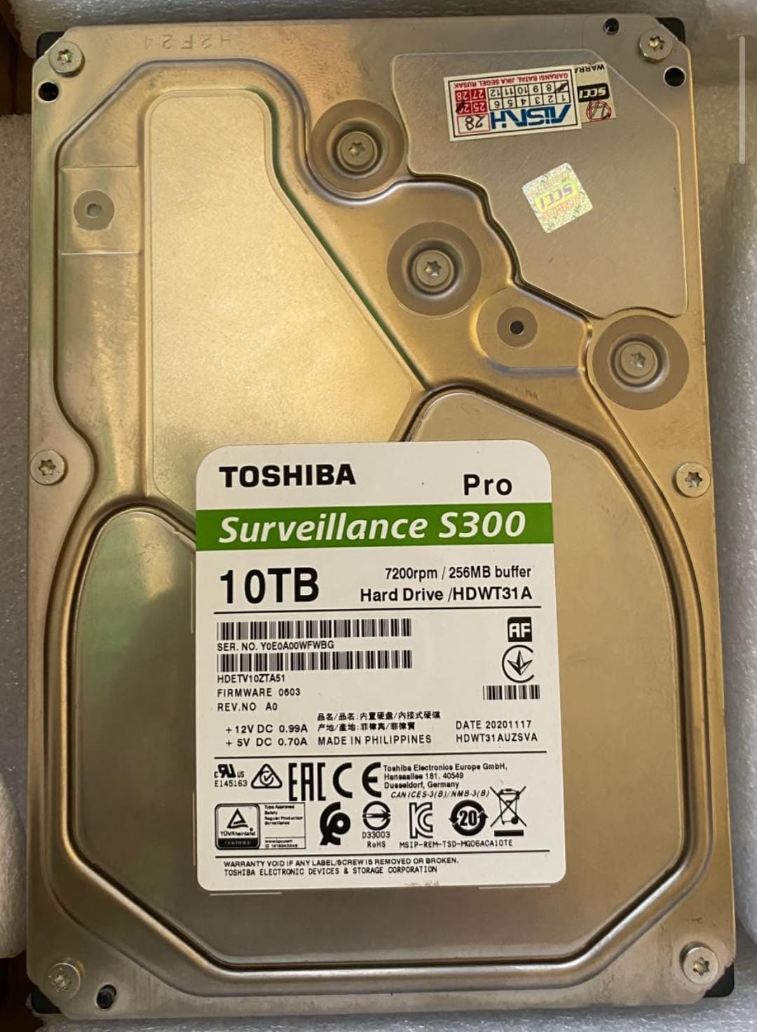 Hard Disk Toshiba Surveillance S300 Pro 10TB
